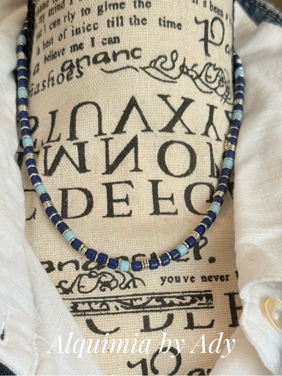 Alquimia Jewelry - Beaded Blue and Light Blue Necklace AZUL